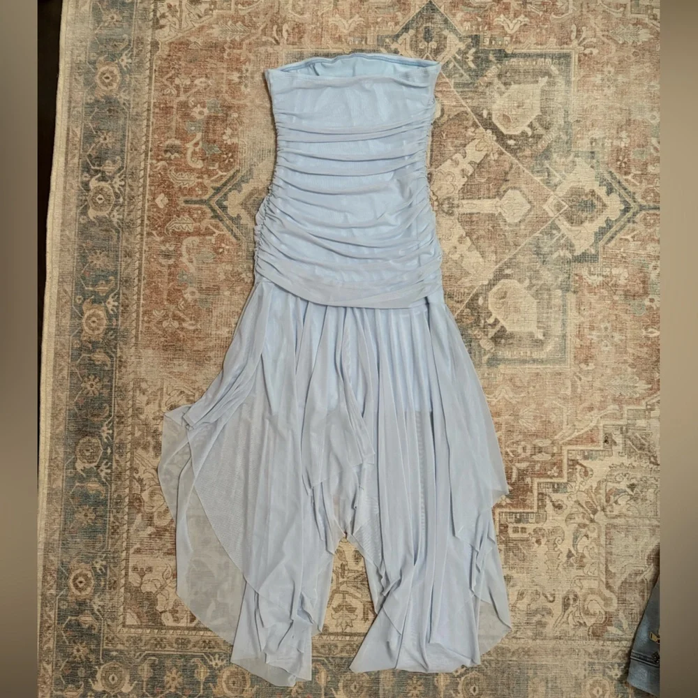 Chic Asymmetrical Light Blue Dress - Picture 4 of 4